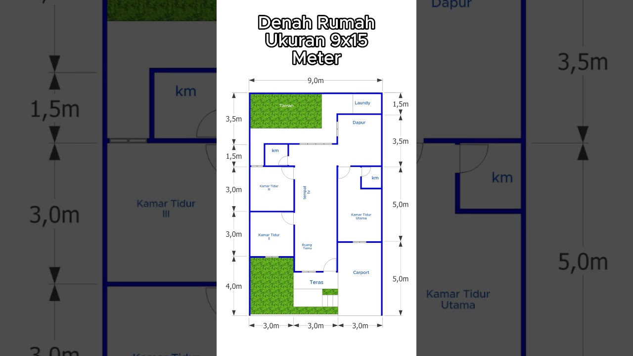 Denah Rumah 9x15 Meter  #denahrumah #desianrumah #denahrumahminimalis #rumah