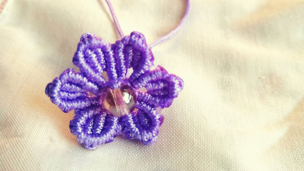 Macrame flower, easy to make, decor necklace, pendant, craft idea
