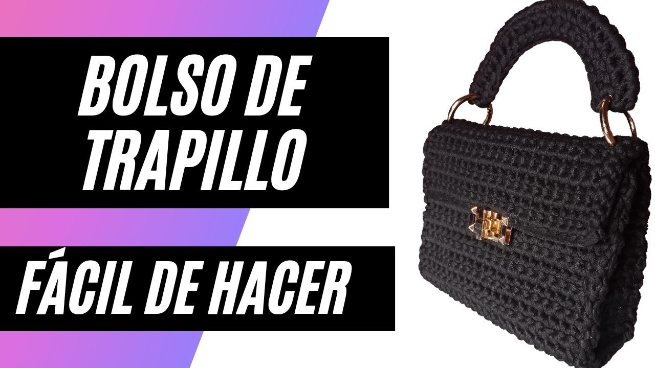 bolso crochet tejido con trapillo- super fácil