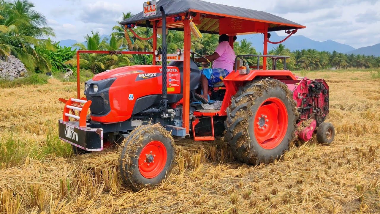 Baler uses in hay field | Kubota MU 4501 | Mahindra Baler | PTO attachment | User feedback