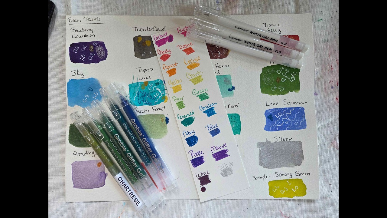 Grabie glitter/irridescent an Buutiiger white gel pens