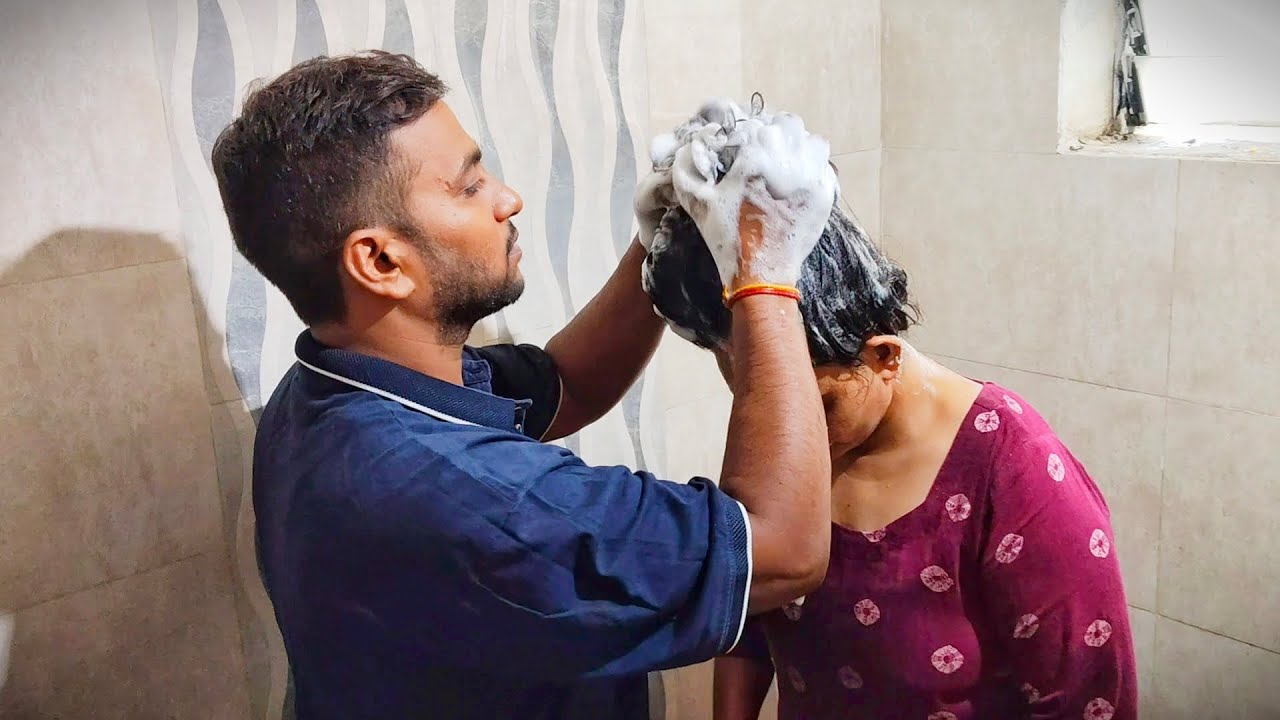 Nishu's Long Hair Wash Help By Men || Nisha Rapunzel Hair Play Story ||