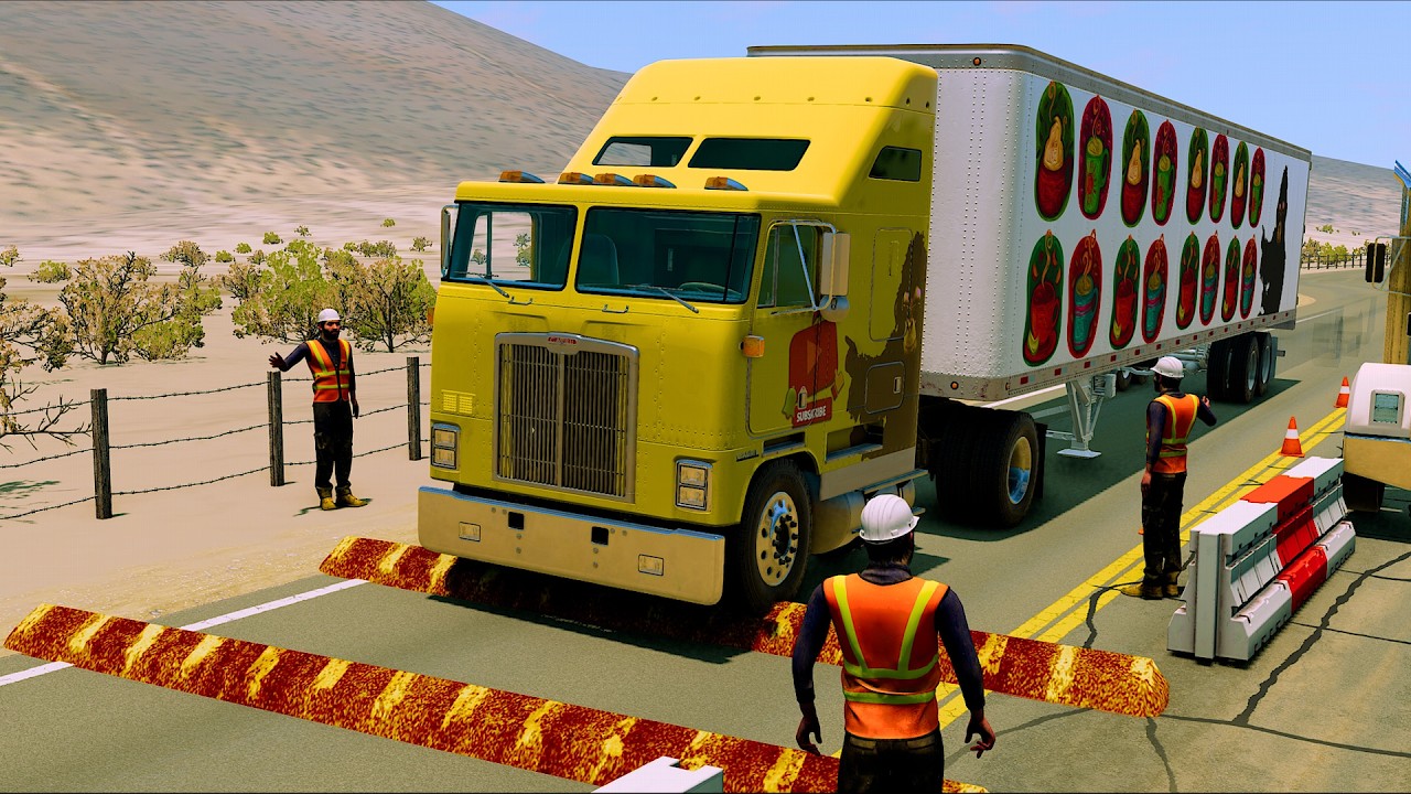 Trucks and Cars vs speed bumps | BeamNG Drive 544