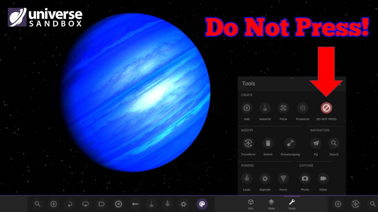 DO NOT PRESS THIS BUTTON! Universe Sandbox