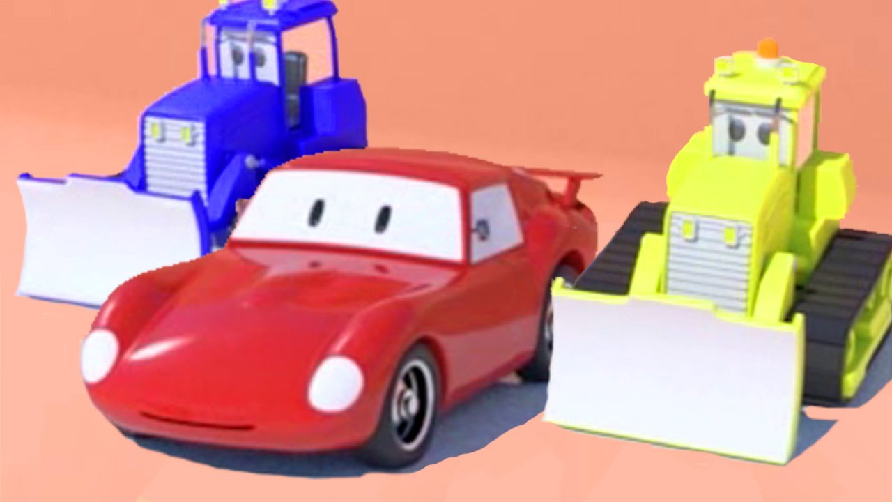 2 bulldozers & Spid o carro de corrida Desenho animado para crianças