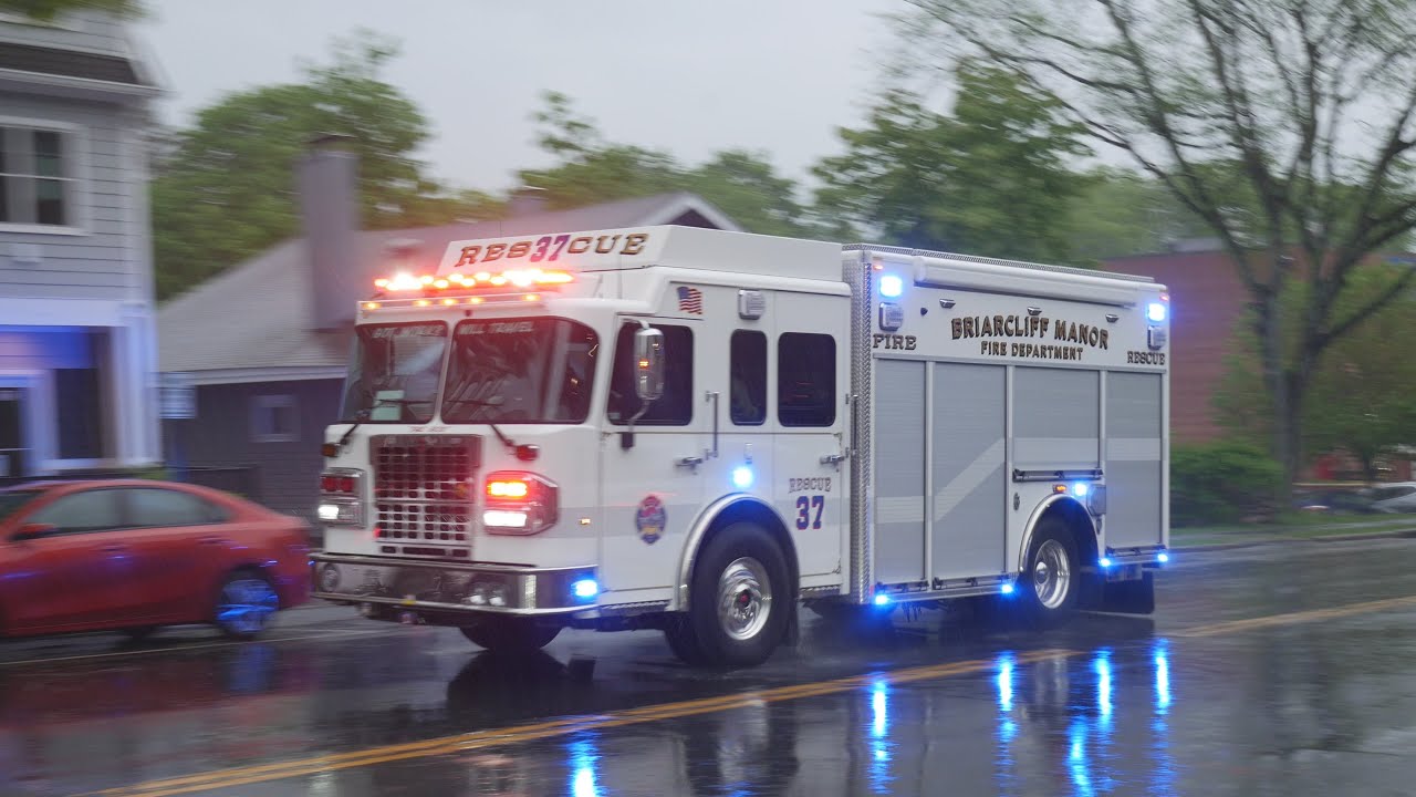 *White Firetrucks & Station Siren* MVA w/ Injuries for Briarcliff Manor FD Engine 94 & Rescue 37