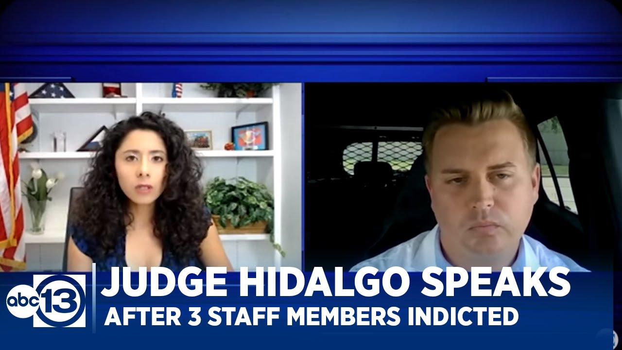 Harris County Judge Lina Hidalgo speaks after 3 staff members indicted