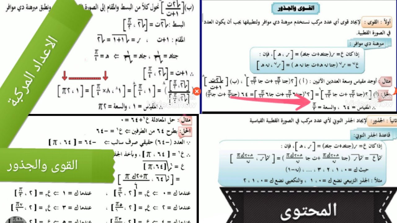 الاعداد المركبة 10 القوى والجذور -شرح مختصر وامثلة تطبيقية #حسن_اليحيوي