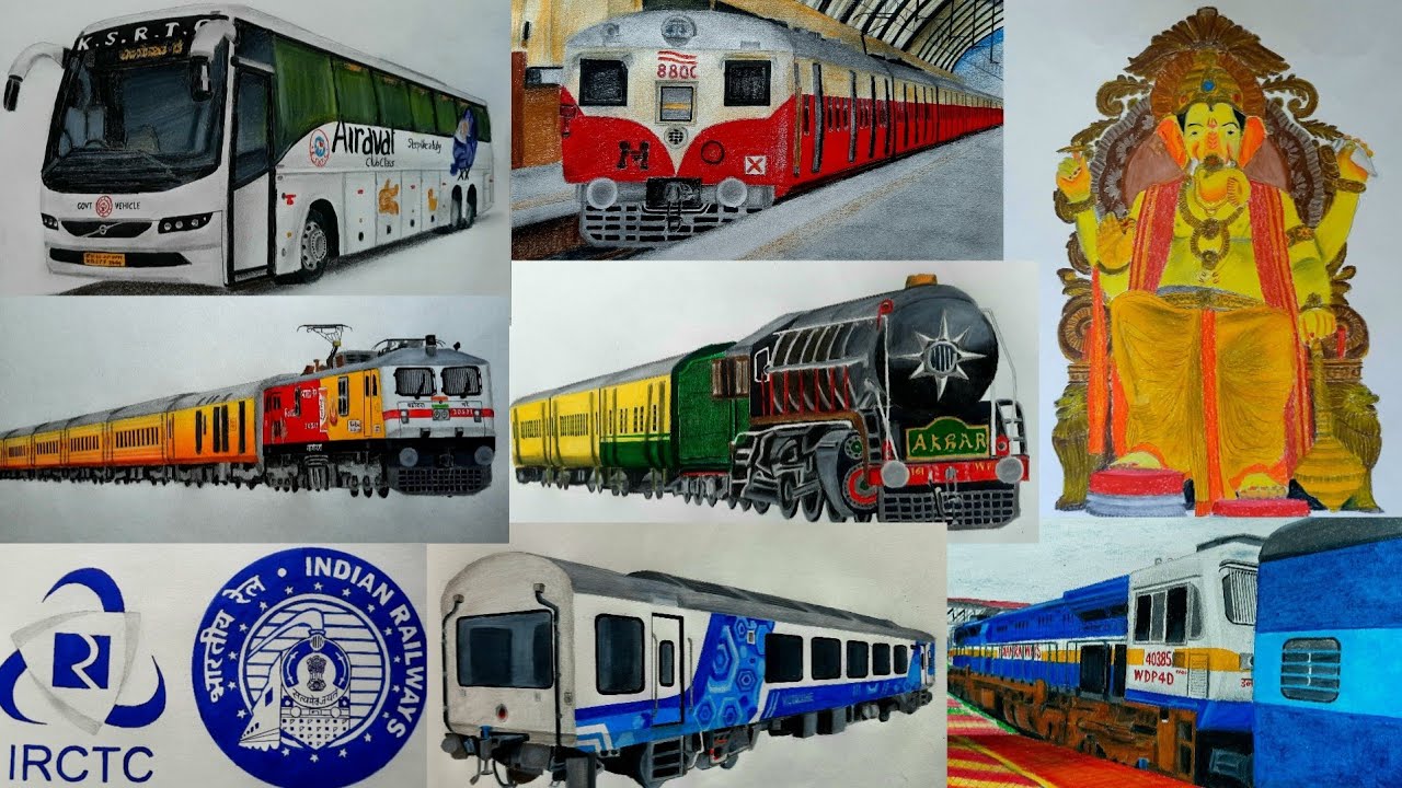 Sketching Junction Part-3 || Grand collection of 38 various train and other sketches made by me!!