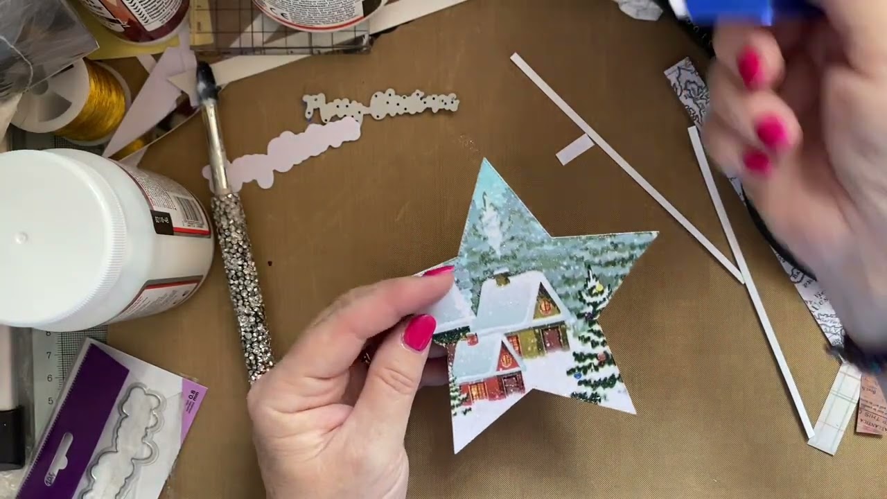 Die cut napkin Christmas card (using @nbcascards glue dabber)