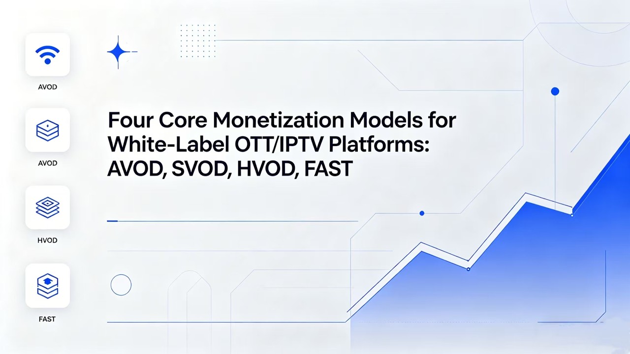 Four Core Monetization Models for White-Label OTT/IPTV Platforms: AVOD, SVOD, HVOD, FAST