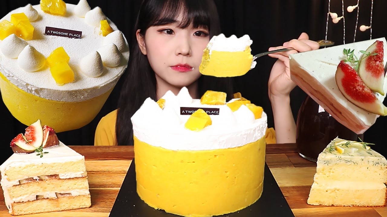 고구마밀크생크림케이크 투썸 케이크 먹방 (f,얼그레이무화과, 레몬딜버터) SWEET POTATO MILK CREAM CAKE MUKBANG ASMR | DESSERT EATING