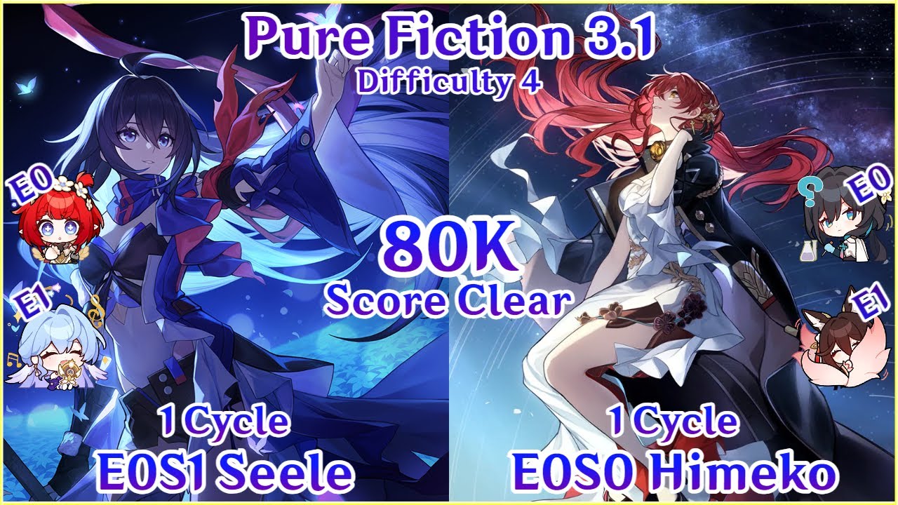 Pure Fiction 3.1 - E0S1 Seele x E0S0 Himeko 1 Cycle 80K Max Score Clear | Honkai Star Rail