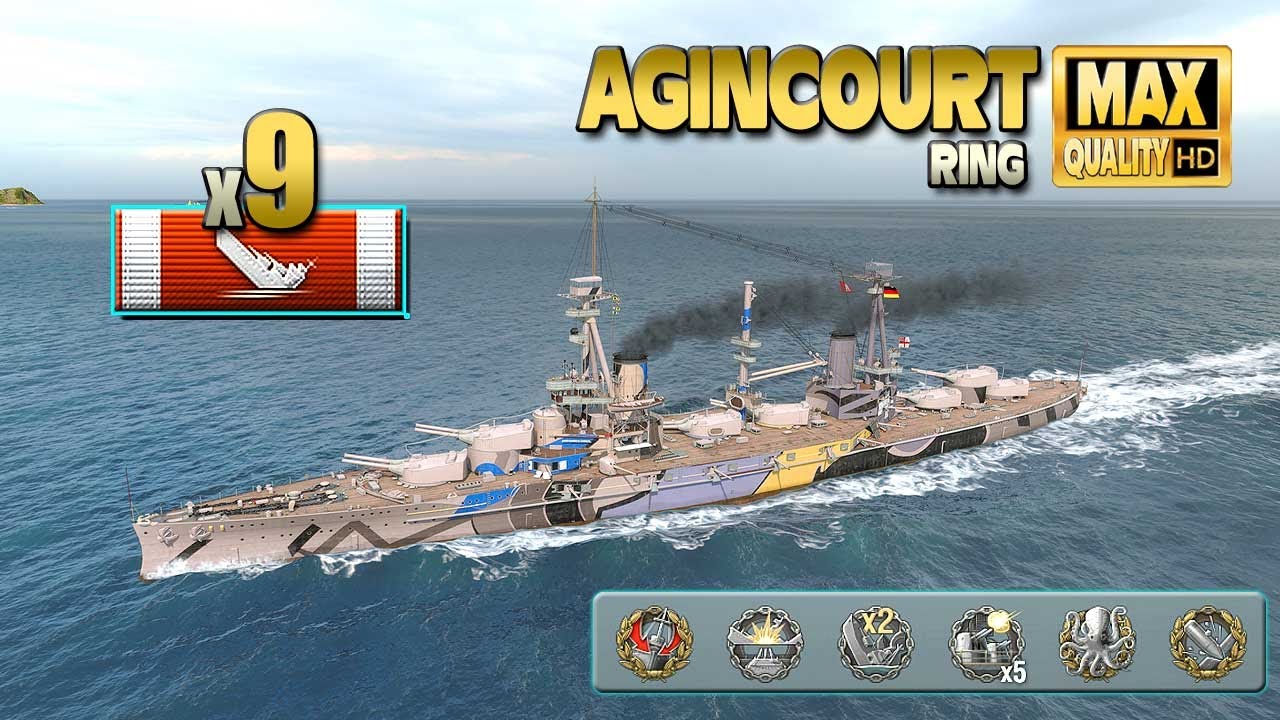 Линкор «Азенкур»: уничтожено 9 кораблей при 5 в ближнем бою — World of Warships