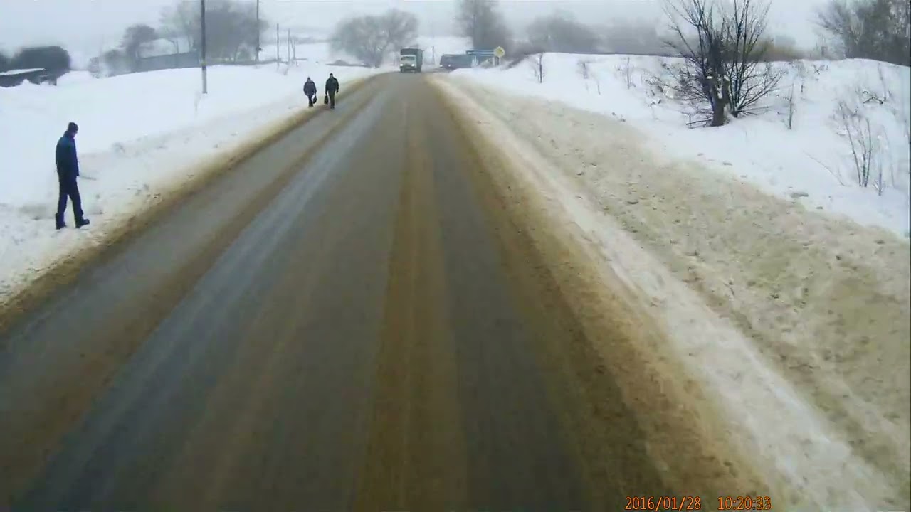 Trucker Driver Loses Control on Icy Road || ViralHog