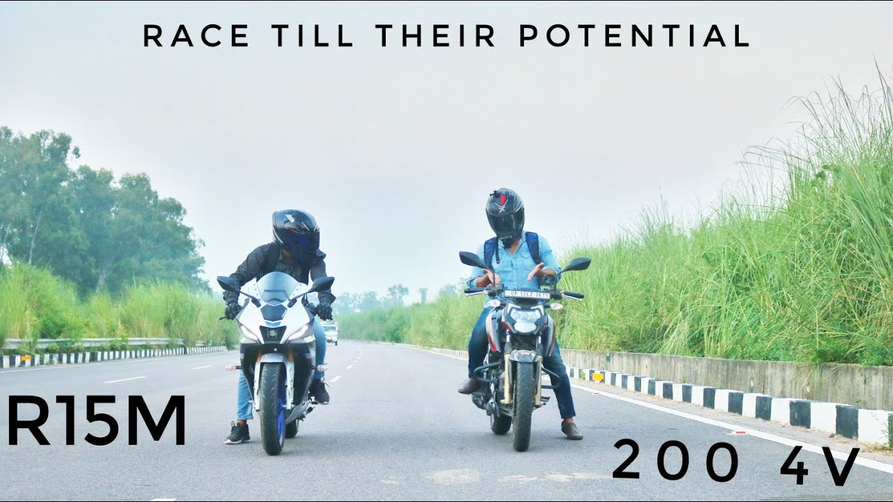 yamaha r15m v4 vs tvs apache rtr 200 4v bs6 race till their potential shubham yaduvanshi