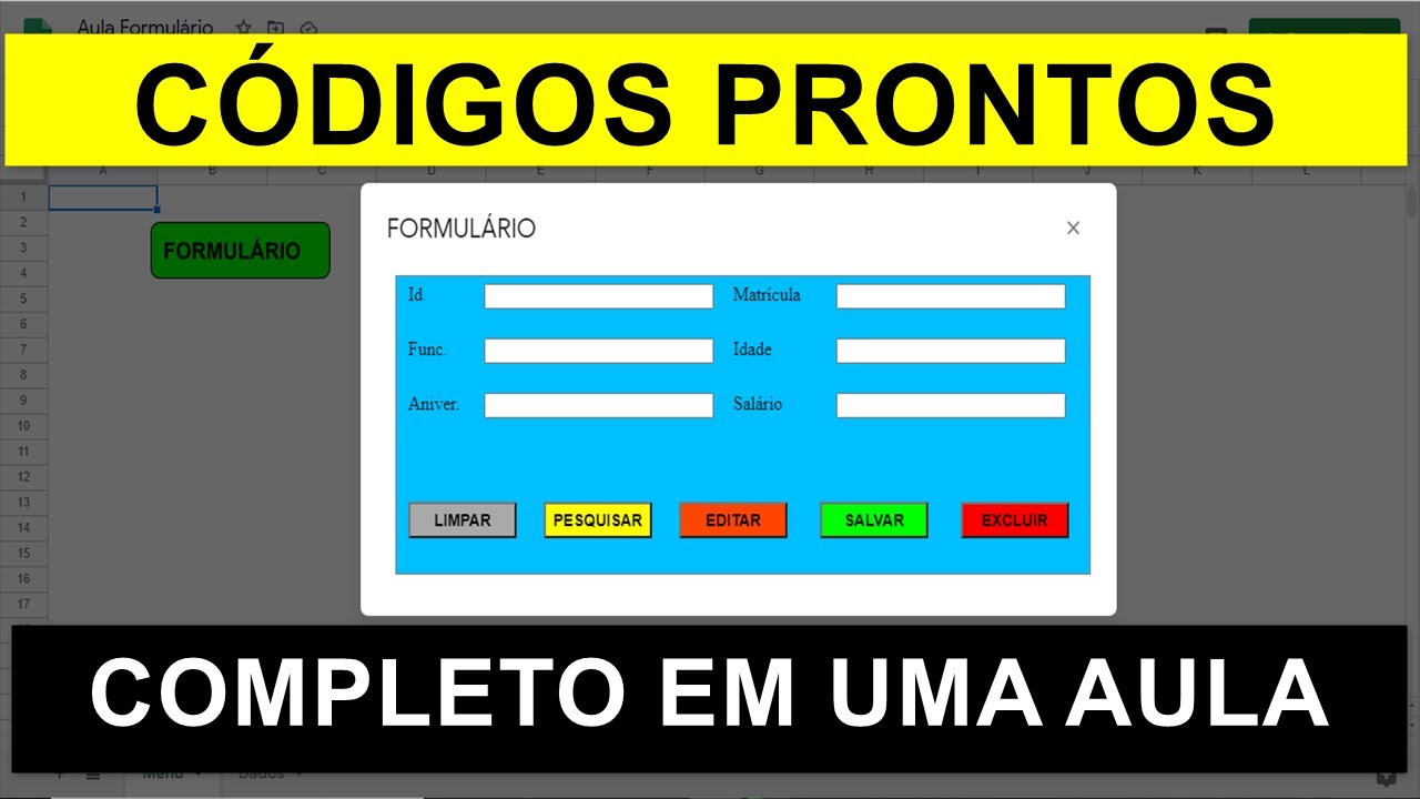 CRIAR FORMULÁRIO COMPLETO no GOOGLE PLANILHAS em UMA AULA