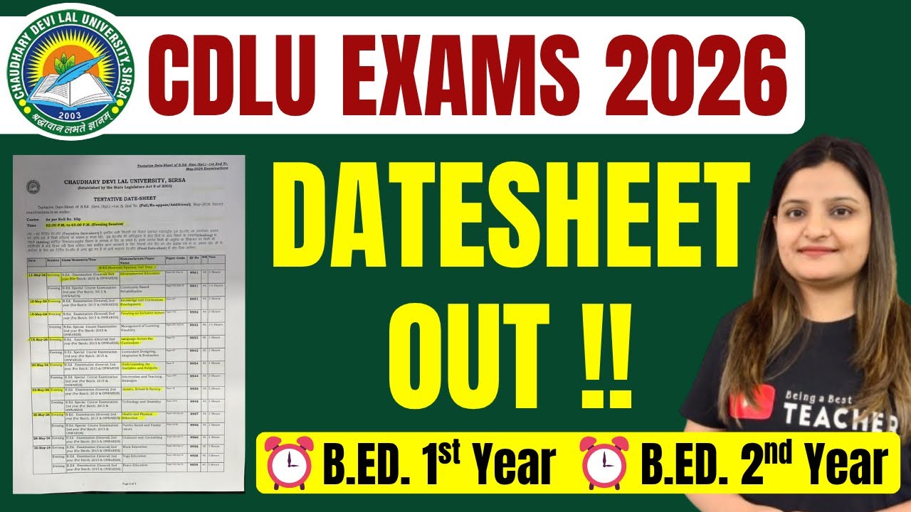 CDLU B.ED. EXAMS DATE-SHEET OUT!! | Chaudhary Devi Lal University | Notes, Classes & Important Qsns