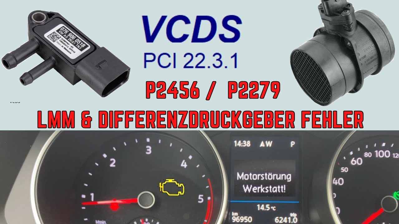 P2456 Differenzdruckgeber unregelm&auml;&szlig;iges Signal P2279 VW Leckluft Luftmassenmesser pr&uuml;fen VCDS Diag