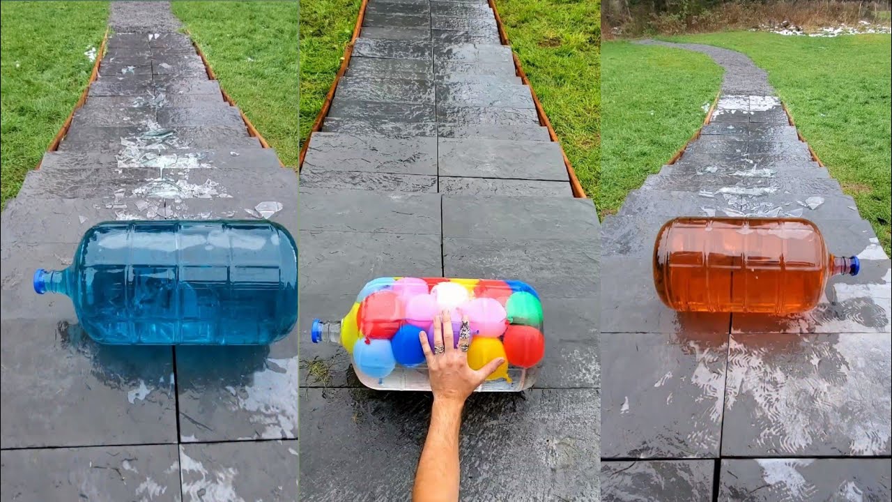 Throwing Bottle Down Stairs - 11 | Breaking glass bottle | Crushing crunchy things #asmr #satisfying