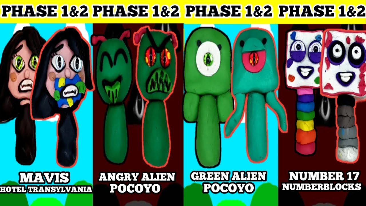 Making Sprunki OC Mavis, Angry Alien, Green Alien, Number 17 Phase 1&2 #sprunki #sprunkioc