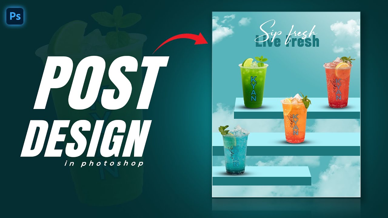 Fresh Drink Poster Design in Photoshop | Creative Beverage Ad Poster Tutorial