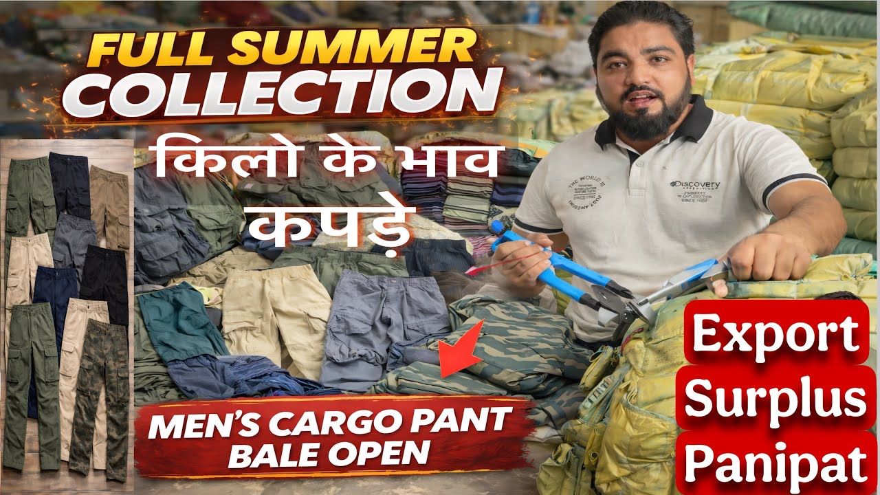 Men’s Cargo Pant Bale Open | Full Summer Collection | Export Surplus Panipat