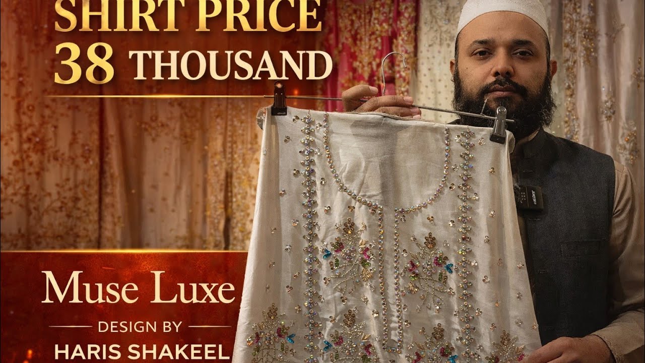Luxury Party Wear Shirt 38K | Muse Luxe Design by Haris Shakeel ✨ Hand Embellished Premium Look
