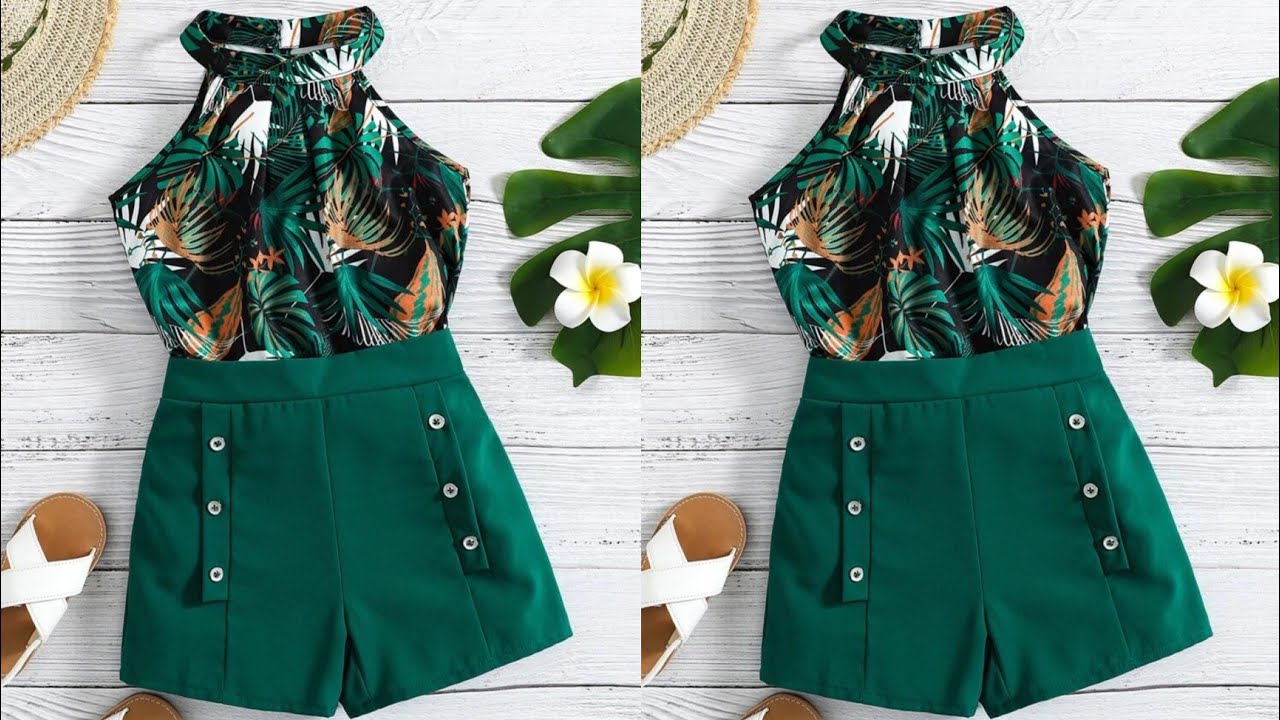 Halter Neck Baby Top With Double Breasted Shorts Cutting and Stitching/Yoke Baby Top With Shorts