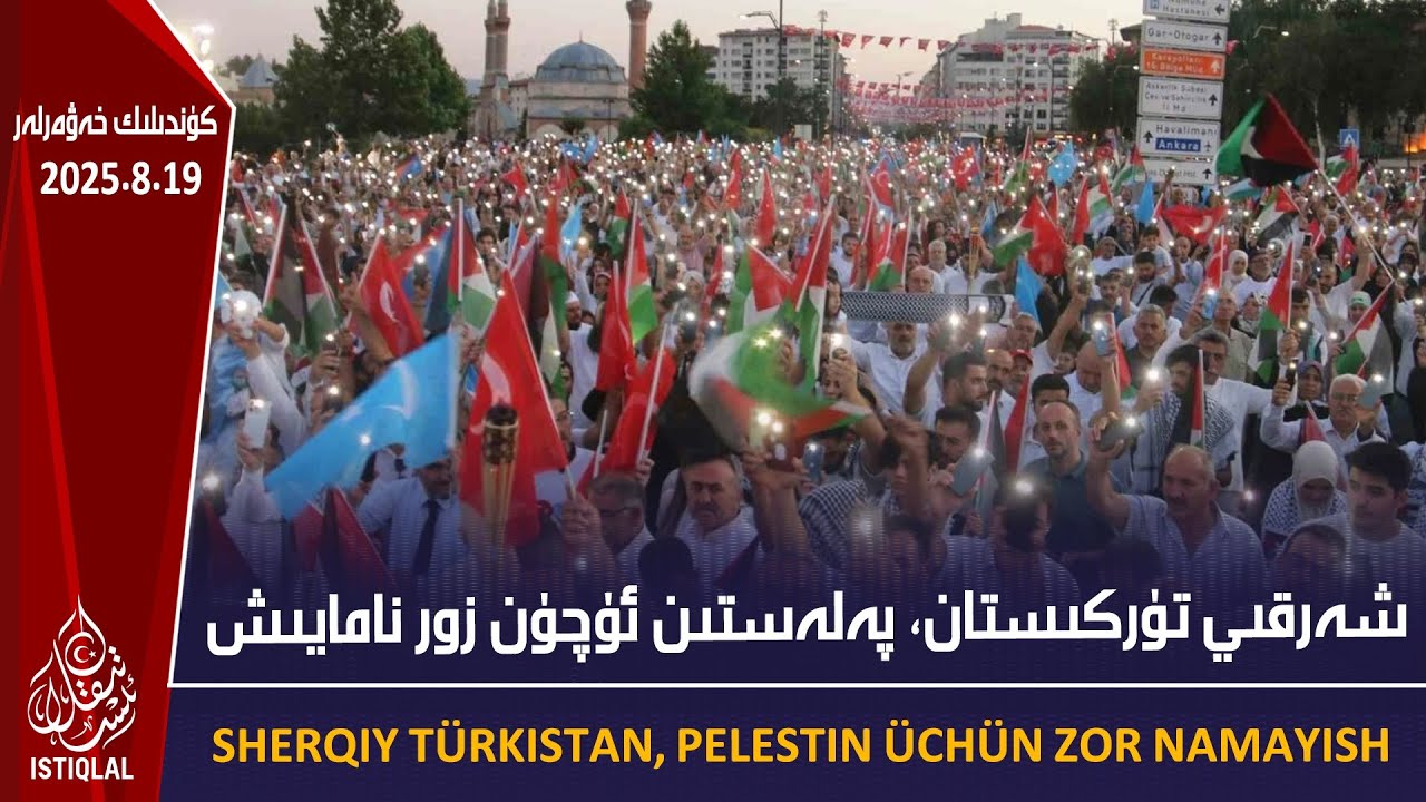 شەرقىي تۈركىستان، پەلەستىن ئۈچۈن زور كۆلەملىك نامايىش | 2025.8.19| ئىستىقلال كۈندىلىك خەۋەرلىرى