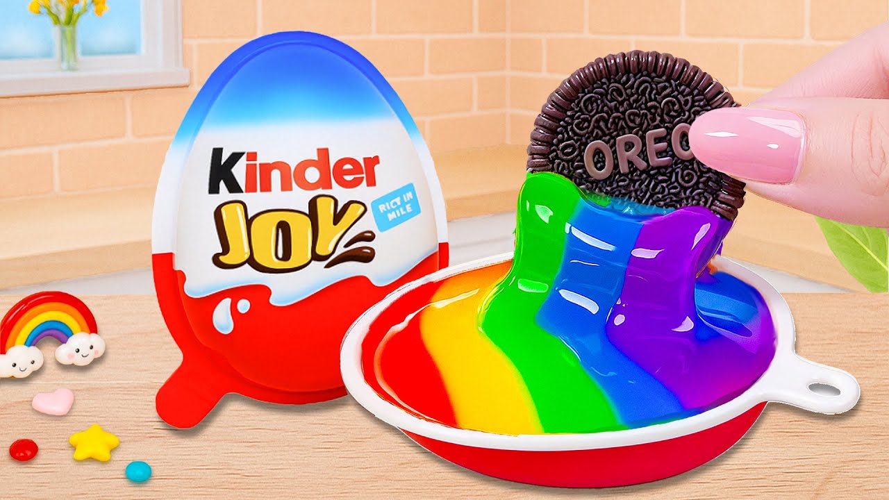 Satisfying Baking Miniature Rainbow KINDER JOY Egg Cake | DIY Relaxing Mini Cake ASMR | Mimi's Cake