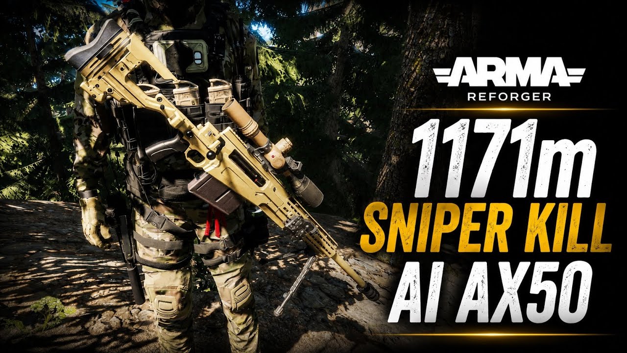 ARMA Reforger - Long Range Sniper Kill with new AI AX50 Sniper Rifle - 1171 Meters