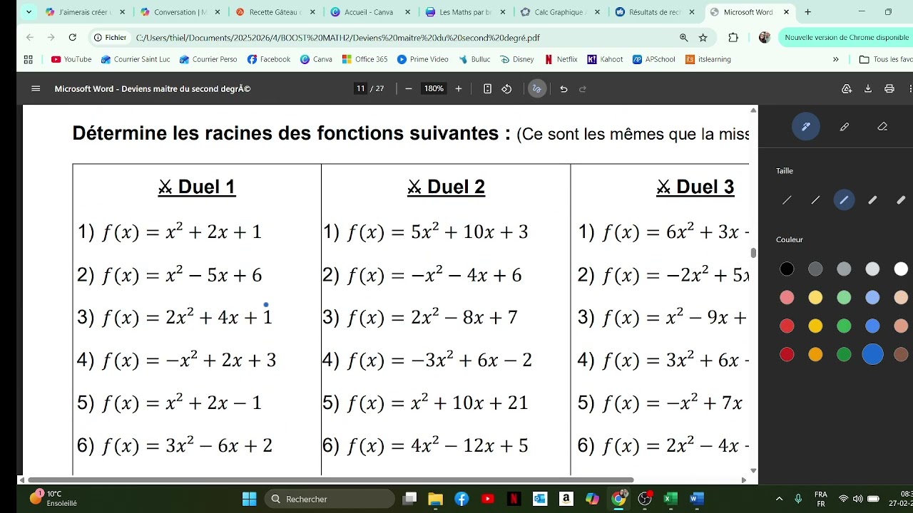 Missions 7 et 8 : Calculer le discriminant (delta) et les racines