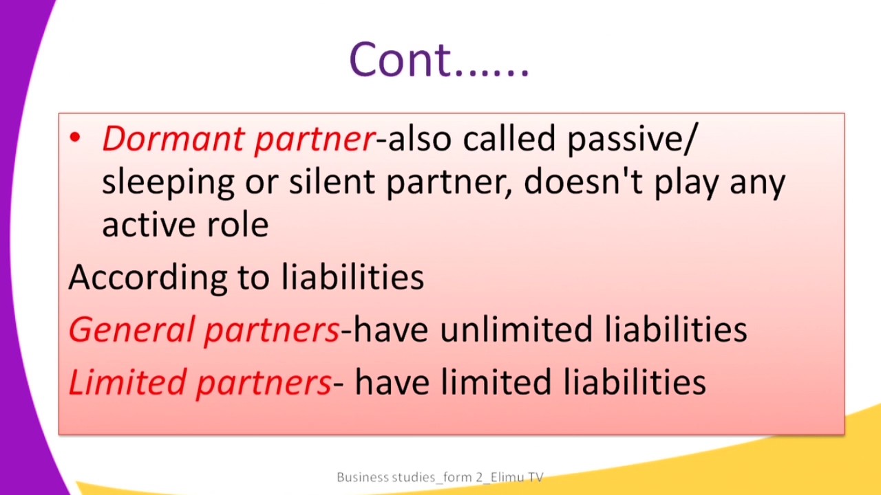 FORM2 BUSINESS STUDIES LESSON2 Forms of Business units Partnership