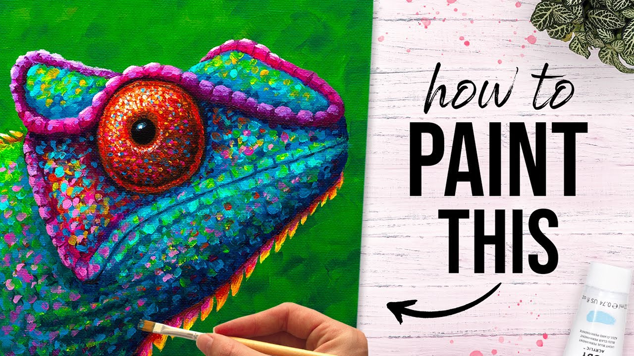 EASY Chameleon Painting | Acrylic Techniques for Beginners