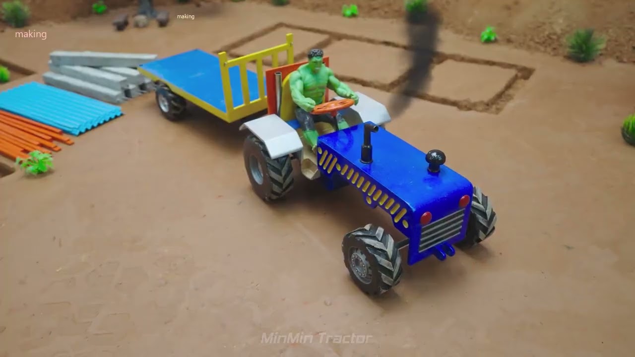 diy mini cemented animal farm house construction science project  MinMinTractor_R