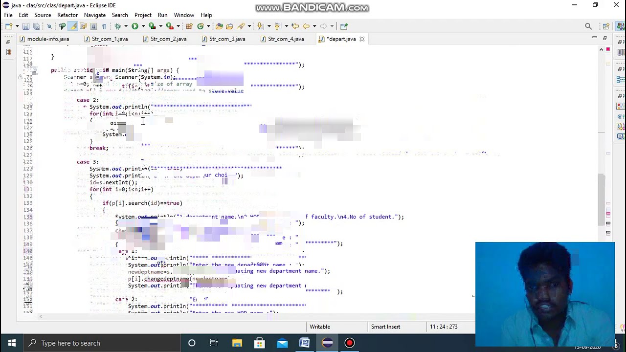 using class and object method write a java code to store or edit or search department details
