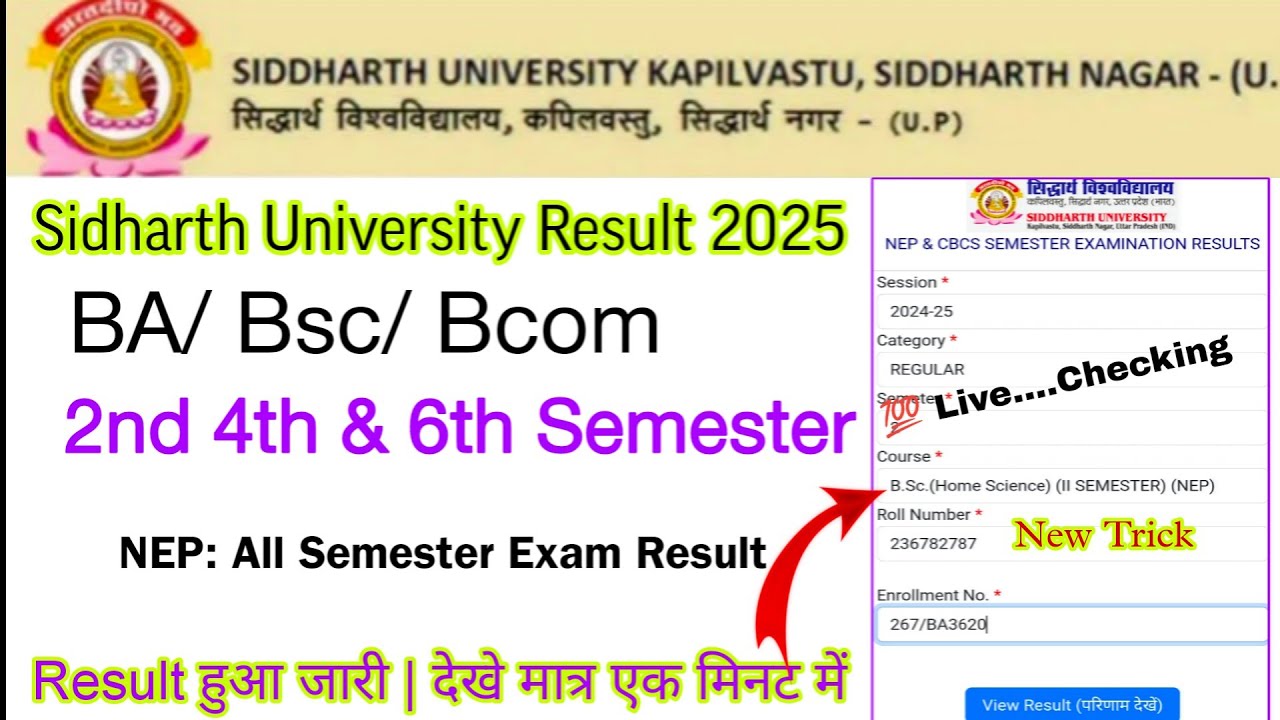 siddharth university result 2025 kaise dekhe | how to check sidharth University result 2025 | BA bsc