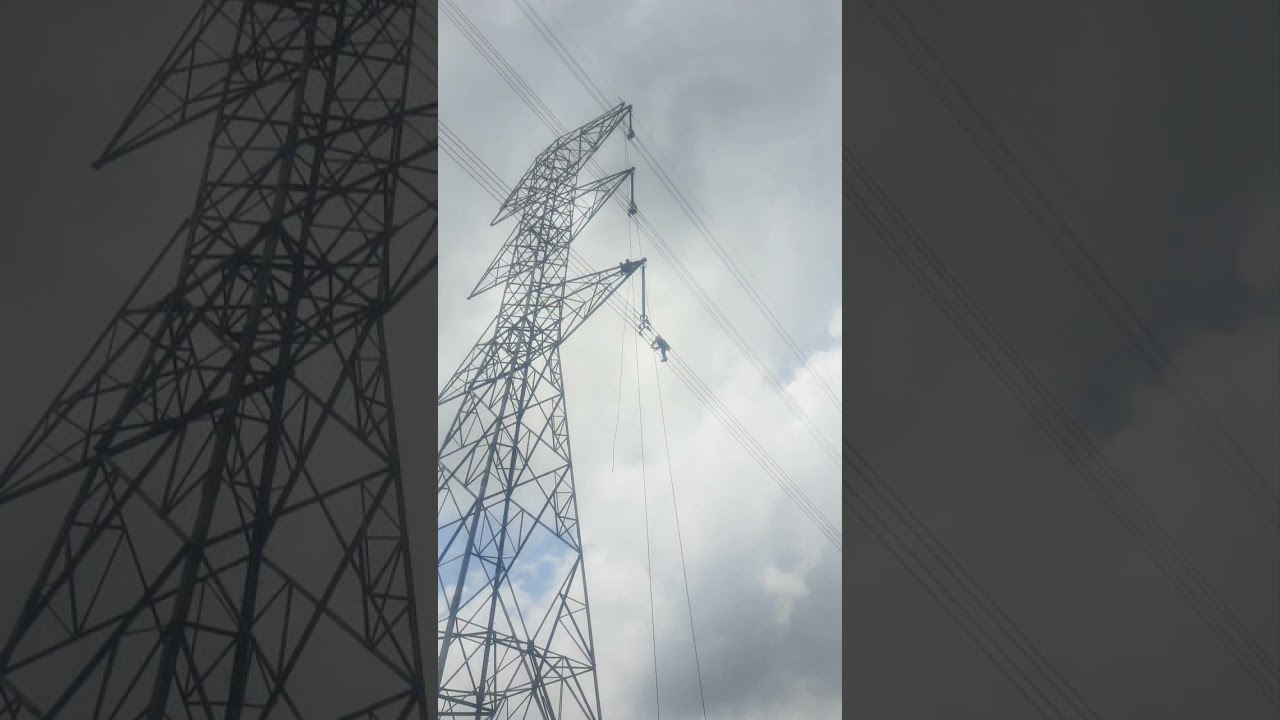 instalaci&oacute;n de pesas en torres de alta tensi&oacute;n