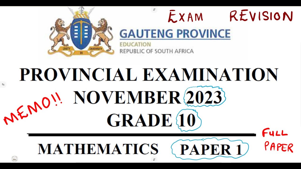 Mathematics Grade 10 November 2023 Paper 1 Memo Term Exam Paper
