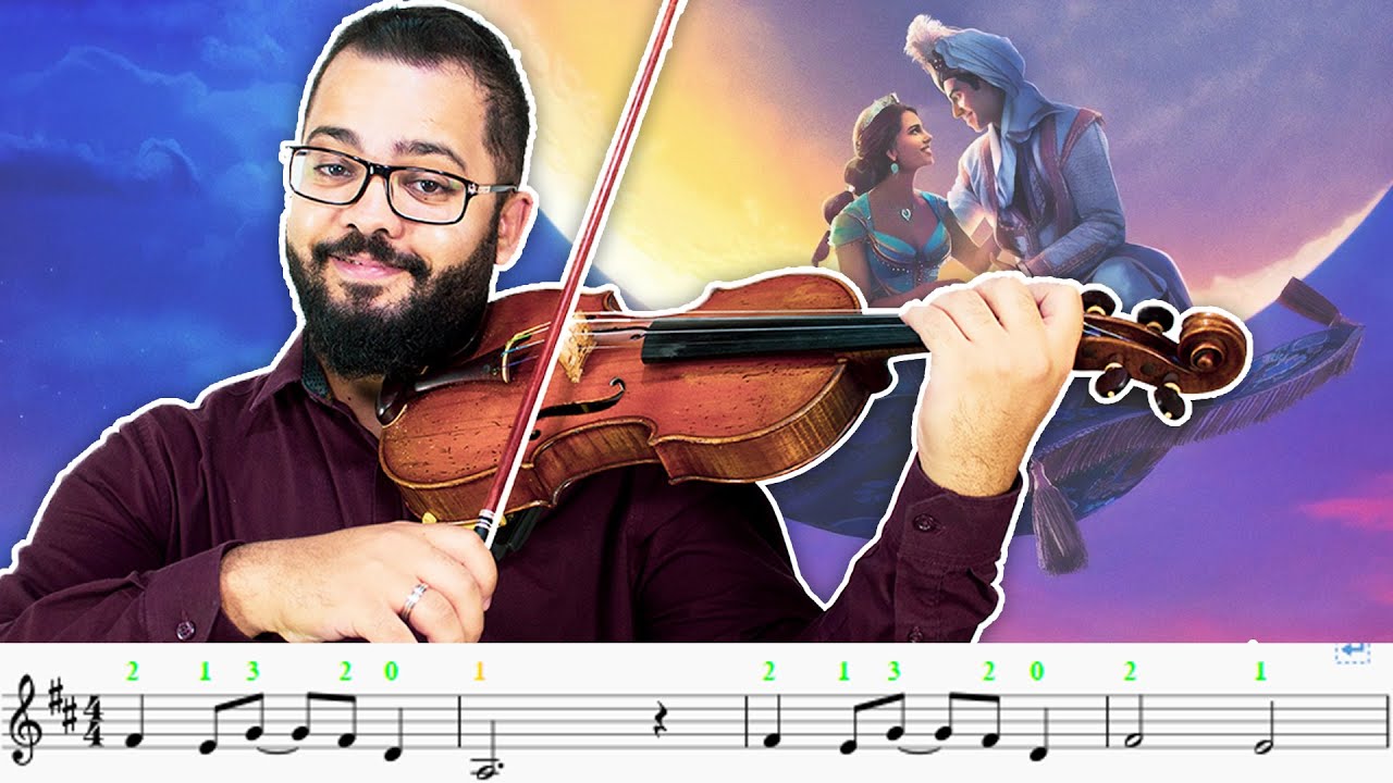 TUTORIAL | Como Tocar UM MUNDO IDEAL do ALADDIN no Violino + Partitura