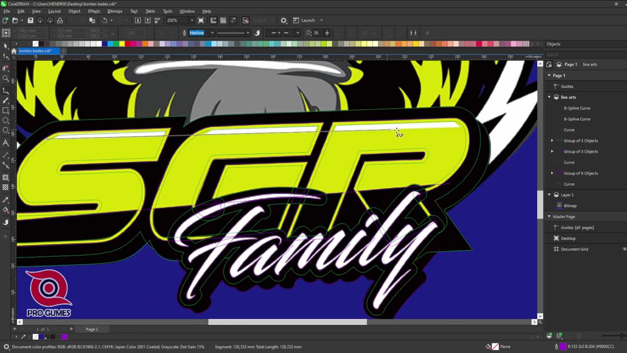 PROSES TRACING ATAU GAMBAR ULANG DI COREL DRAW DENGAN DESIGN SGR FAMILY - HASIL RAPI DAN DETAIL
