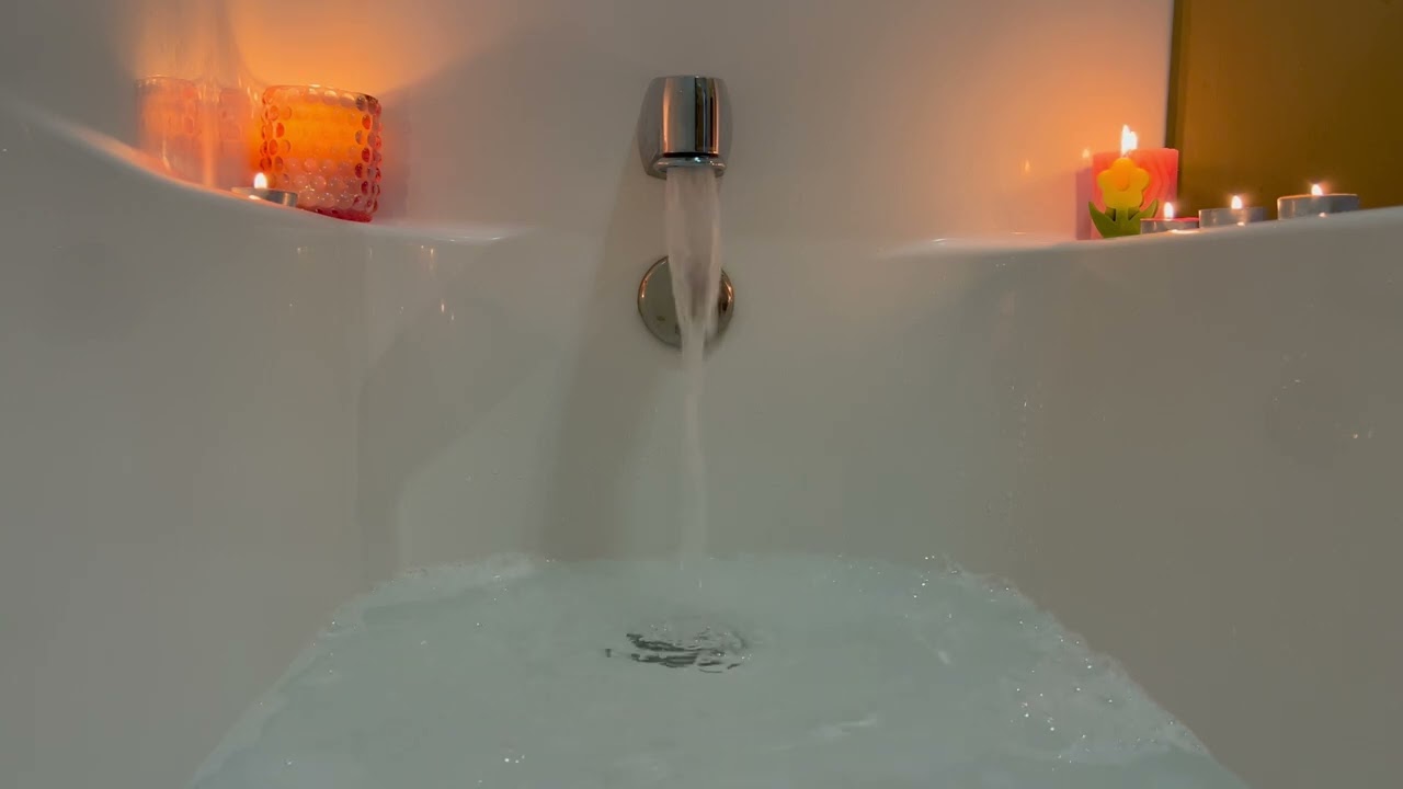Bathtub Filling Sounds - Deep Rumbling, Inside Tub - Candle Lit Sleep ASMR