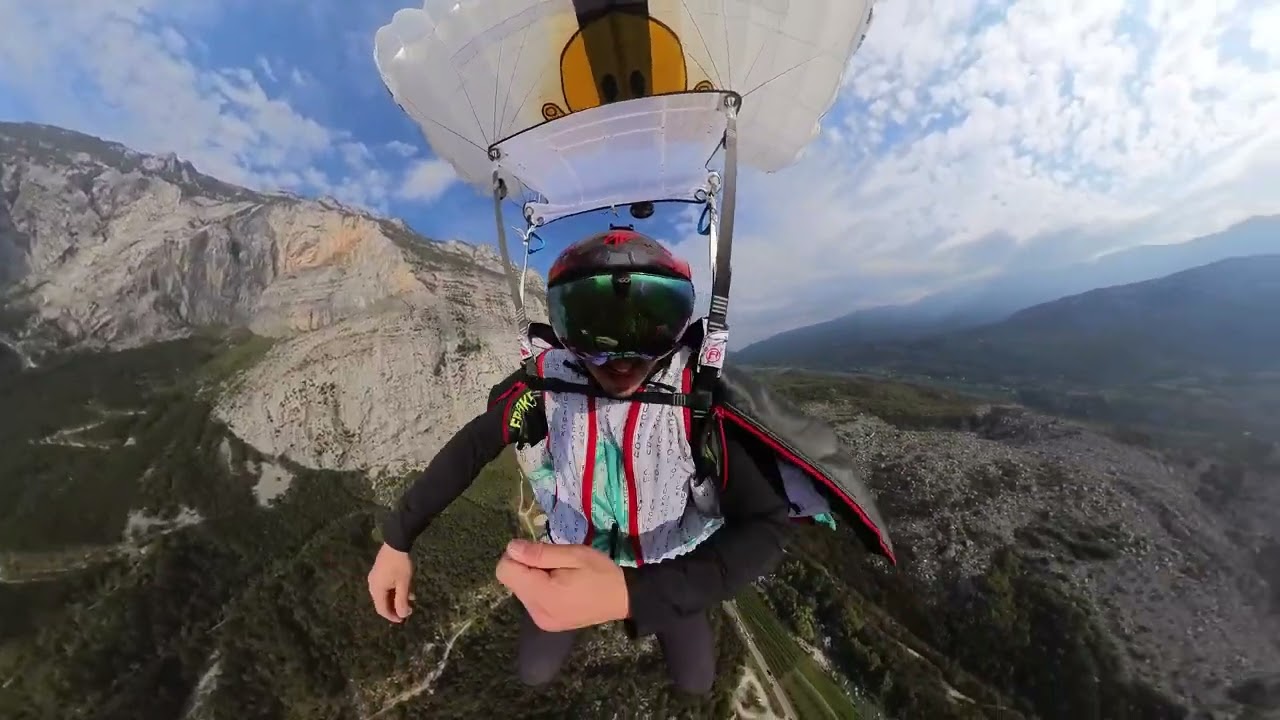 brento italy full wing suit flight and landing pov