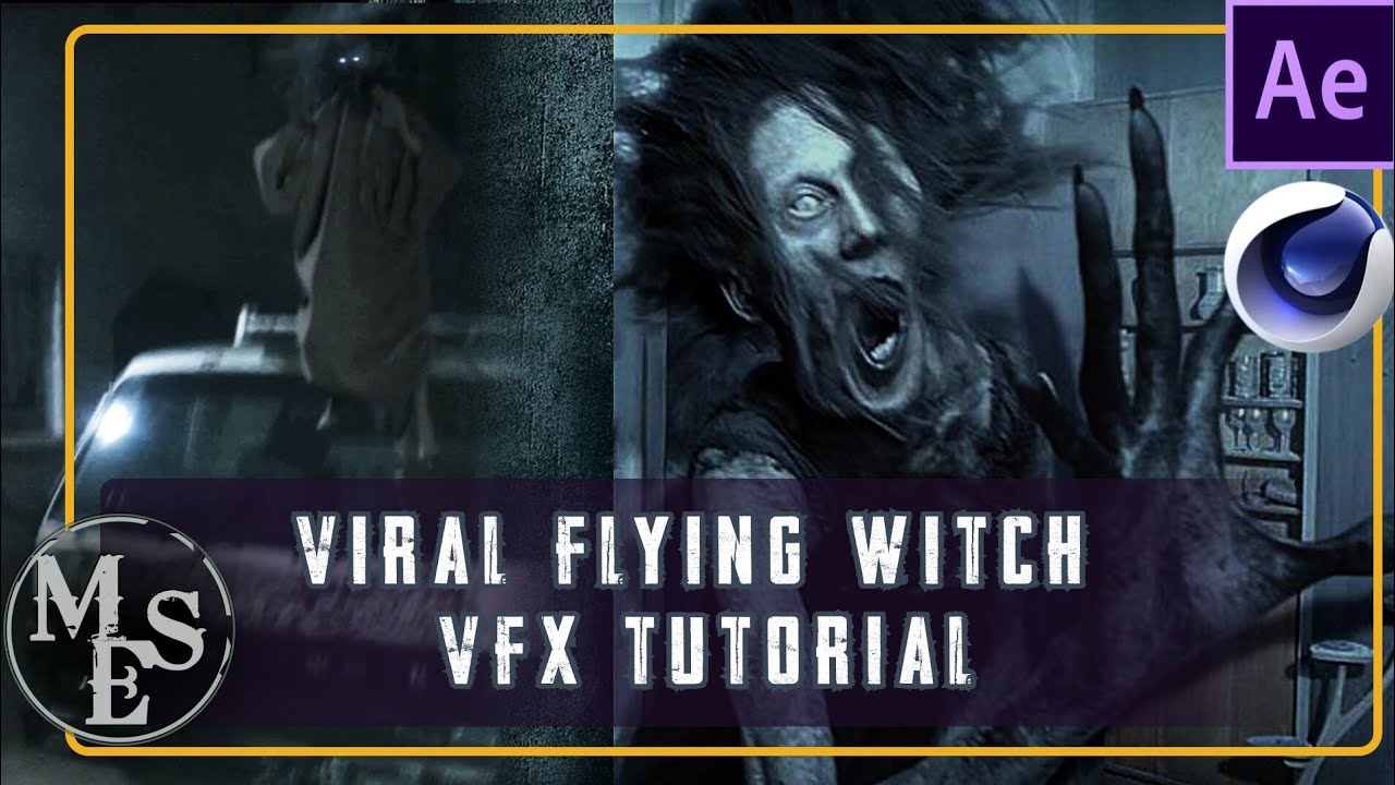 VFX tutorial | flying witch caught on camera Cinema 4d and after effects.