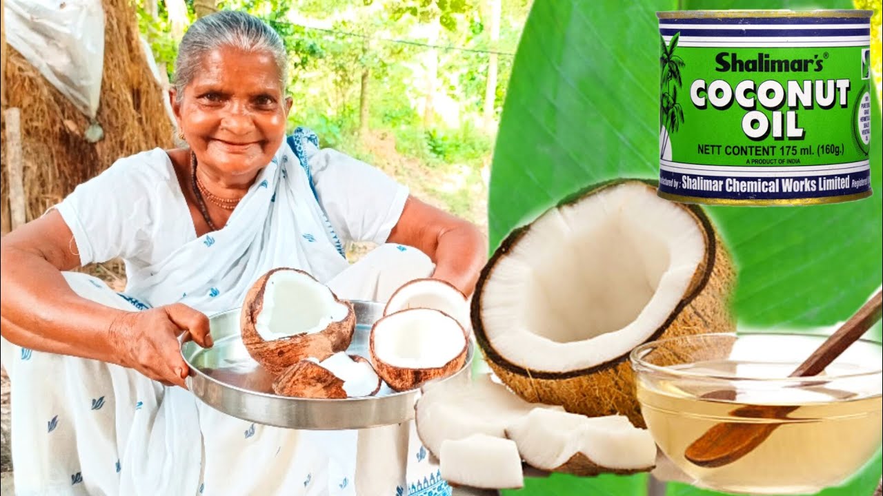 Village cooking | ঠাকুমা আজকে  নারকেল থেকে তেল তৈরির করলেন সহজ পদ্ধতিতে | Making Coconut Oil