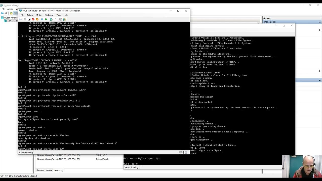 VyOS 2 Router Setup - Light weight, open source dual router setup with NAT and RIP.