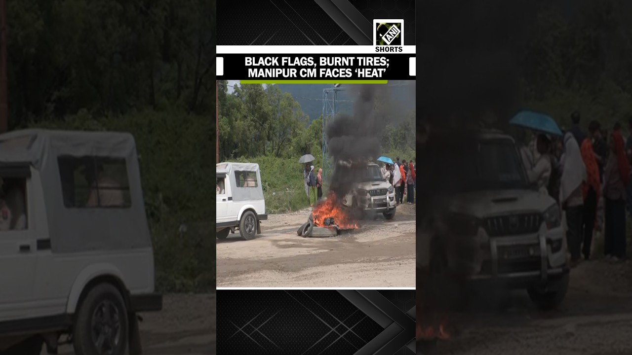 Black flags waved, tires burnt as Manipur CM Khemchand Singh&rsquo;s Convoy passes through Makhan village