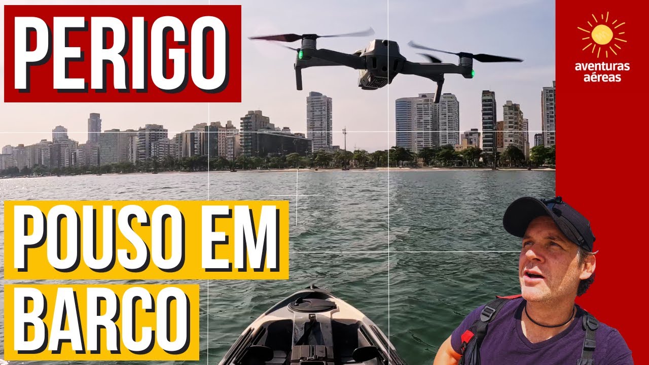Drone DJI decolagem e pouso no mar em barco