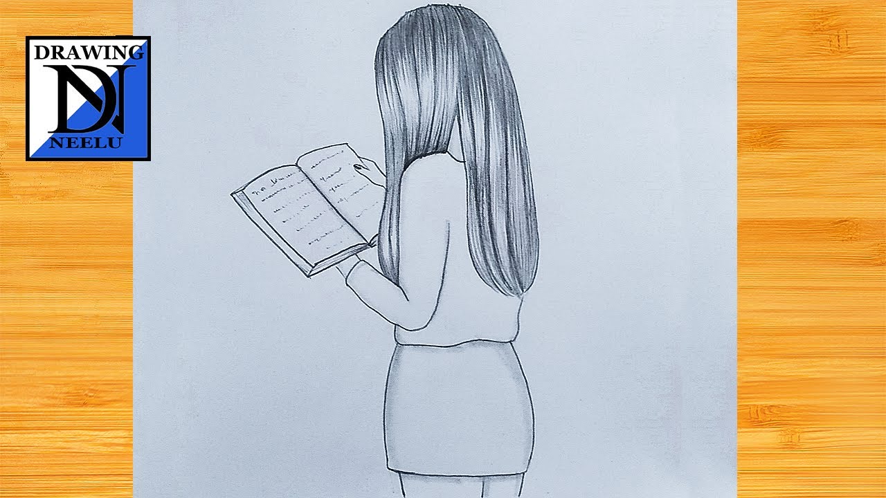 How to draw a girl reading book | Pencil sketch drawing tutorial | easy drawing | simple drawing